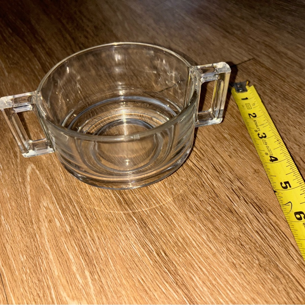 Glass Joe Colombo Arno clear glass double-handled soup bowl MCM box m